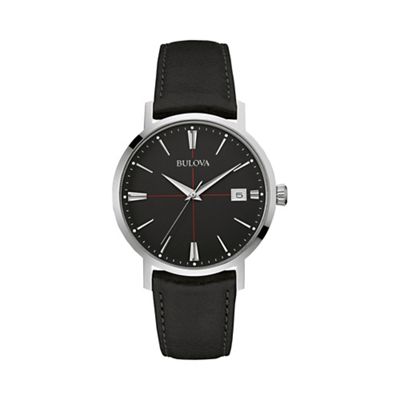 Men's stainless steel leather strap watch 96b243